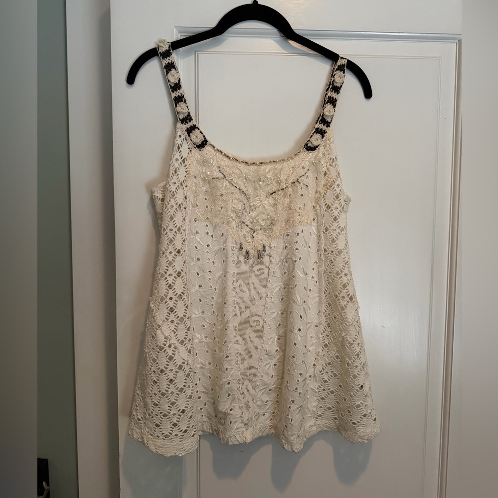 Free People Vintage Cream Lace Tank